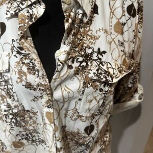 Emma James Cream and Brown Patterned Blouse
